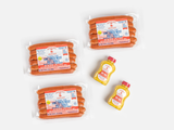 feltmans original bundle include three 6-packs of natural casing hot dogs and two bottle of feltman's deli style mustard